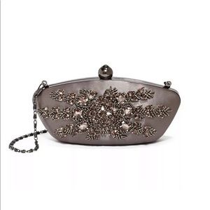 New Marciano Embellished Satin Minaudiere Clutch